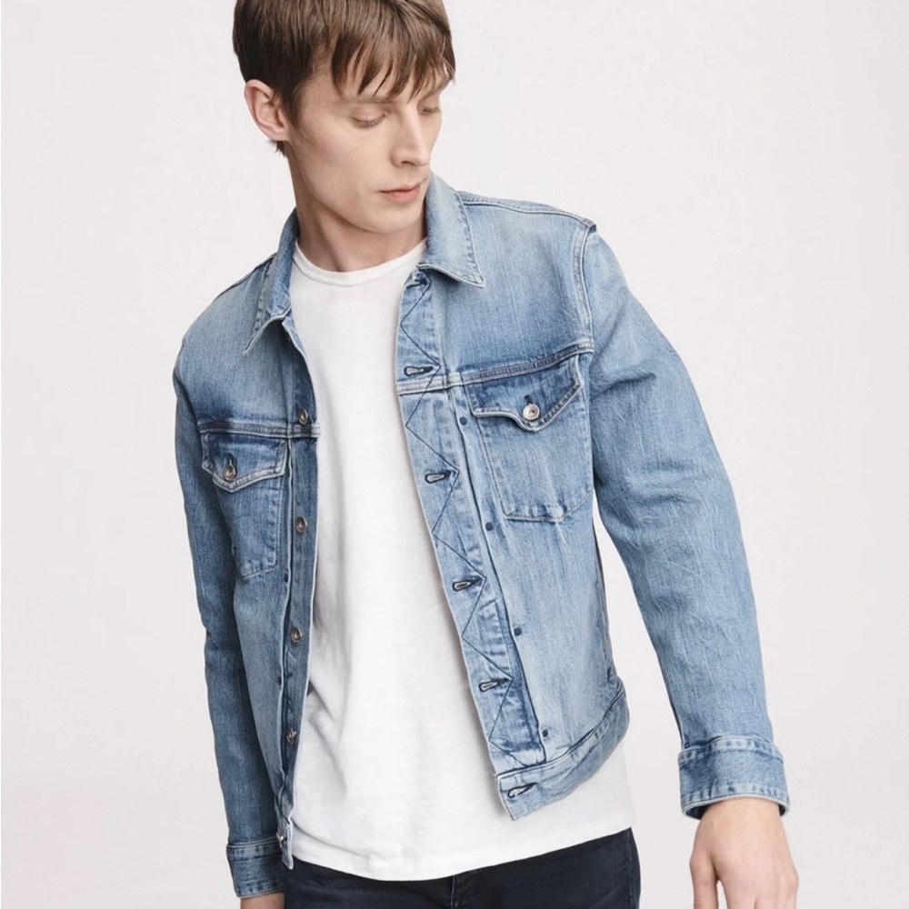 Rag & Bone Definitive Jean Jacket Blue Fire Island Size Small